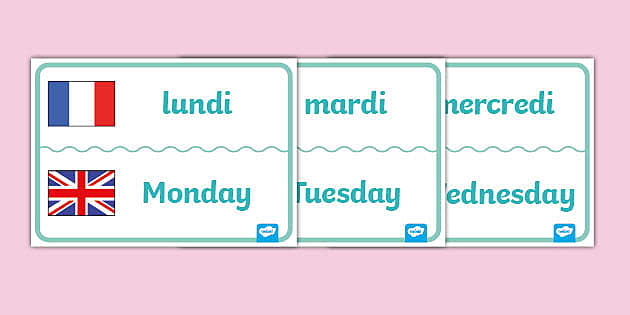 days of the week in french