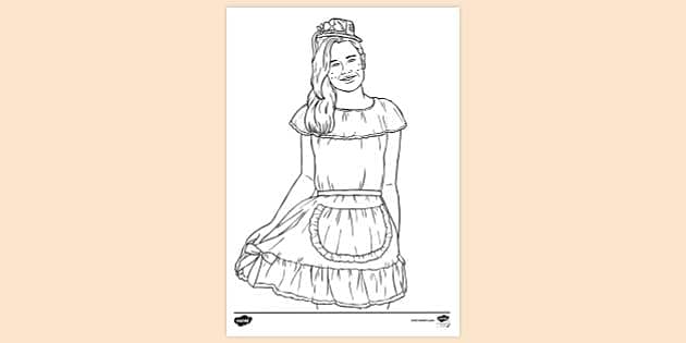 Desenho de Menina com vestido de verão pintado e colorido por