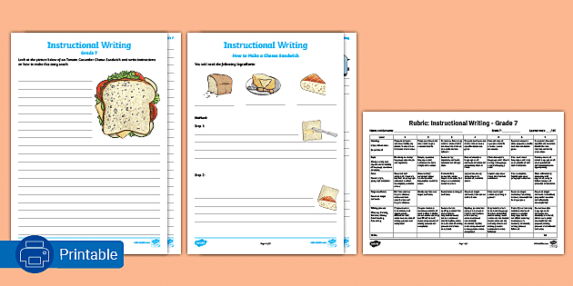 following a recipe worksheet instructional writing grade 7