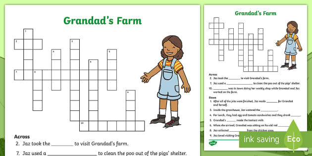 Exploring My World Aistear Grandad s Farm Crossword Twinkl