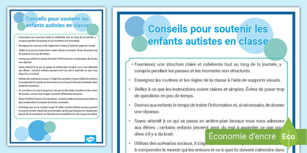 Conseils pour soutenir les enfants autistes en classe