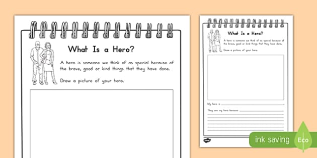 My Hero Writing Worksheet / Activity Sheet , worksheet