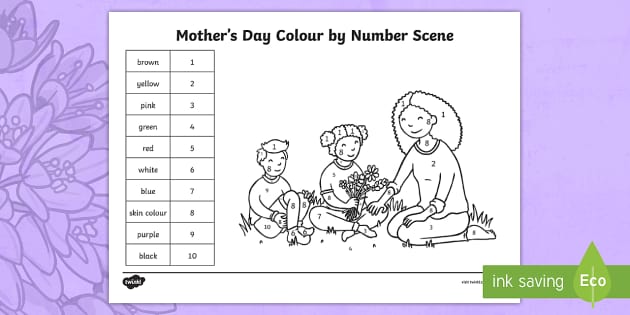 KS1 Mother's Day Color by Number (Teacher-Made) - Twinkl