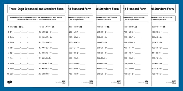 Second Grade Three-Digit Expanded and Standard Form Activity
