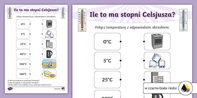 Ile to ma stopni Celsjusza? | Dopasuj temperaturę do obrazka