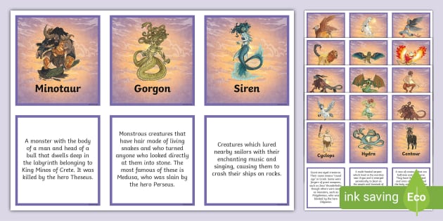 Ancient Greek Mythological Creatures Matching Cards | Twinkl