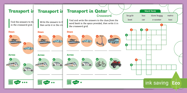 Land Transport Crossword (teacher made) - Twinkl