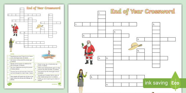 End of Year Crossword Puzzle (teacher made) Twinkl