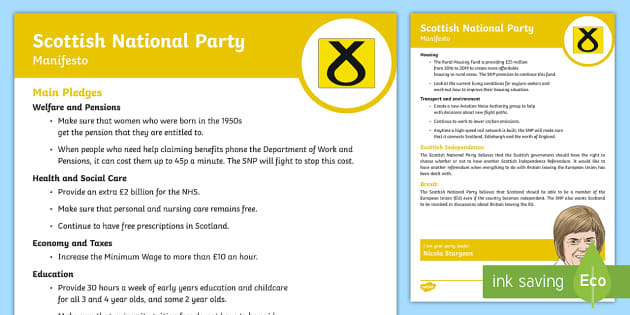 Scottish National Party 2017 Manifesto Child Friendly Guide Elections