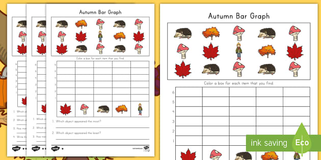 Autumn Count and Color Bar Graph Worksheet / Worksheet