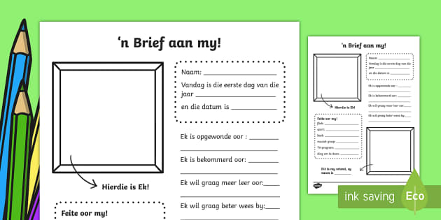 'n brief aan my skrifraam - A Letter To Myself Writing Activity - letters