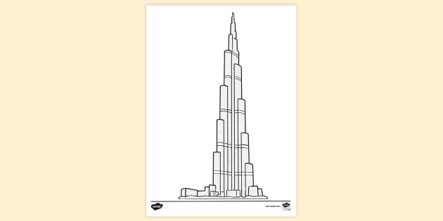 One single line drawing burj khalifa tower Vector Image