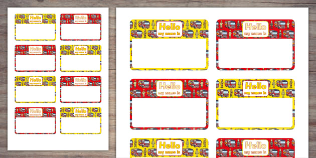 Fire Fighter Name Tags | Twinkl Party