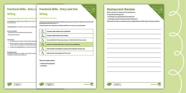 English Functional Skills Entry Level 1.13 Using Lower Case Letters