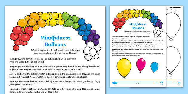 Mindfulness Balloons Activity - Mindful Activity - Twinkl