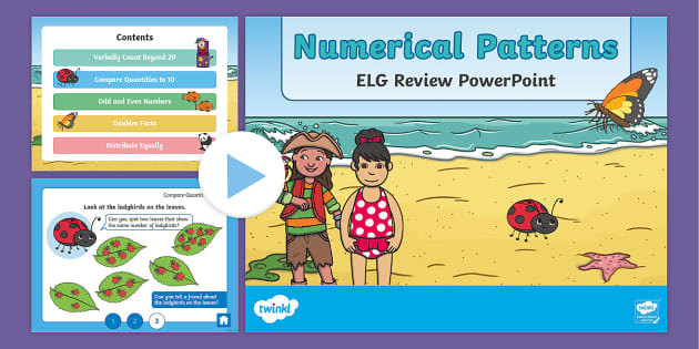 👉 Maths Numerical Patterns EYFS ELG Review PowerPoint | Twinkl