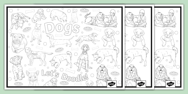 Dog-Themed Doodle Colouring Pages - Pets - Animals - Twinkl