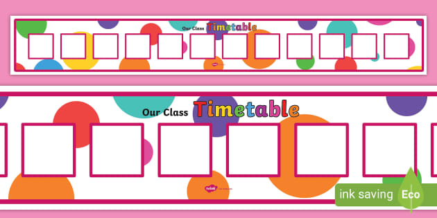 👉 Polka Dot Themed Horizontal Visual Timetable Display Banner