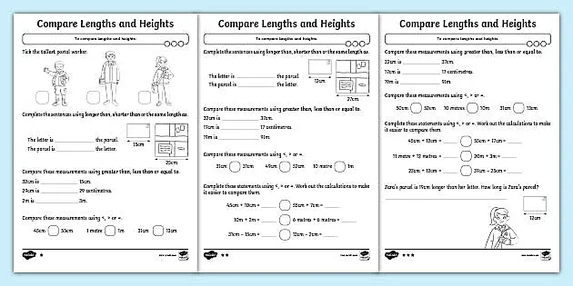 👉 Shorter or Taller Worksheets - KS1 Maths (teacher made)