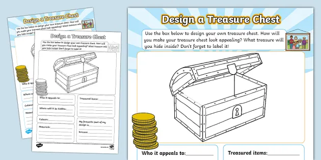 Design a Treasure Chest Worksheet (teacher made) - Twinkl