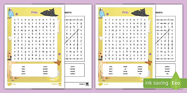 French Animals Word Search - French Resources - Languages
