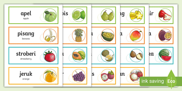 Indonesian English Fruit Word Cards Teacher Made Twinkl Indonesian English Fruit Word Cards Teacher Made Twinkl