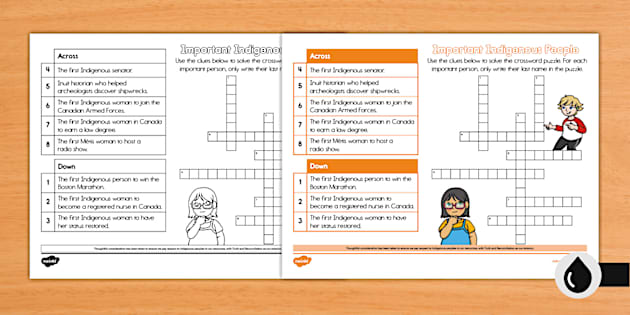 FREE Important Indigenous People Crossword (Teacher Made)