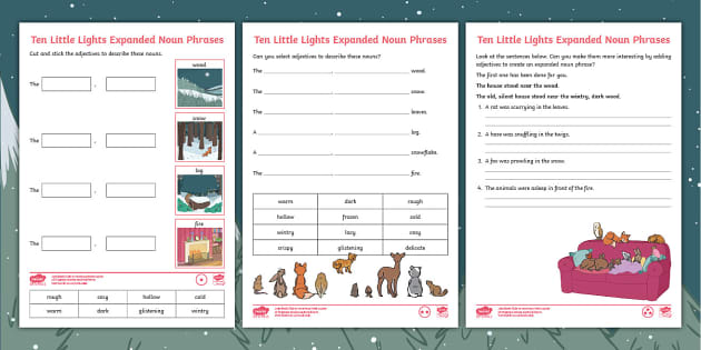 year-2-ten-little-lights-expanded-noun-phrases-differentiated-worksheet
