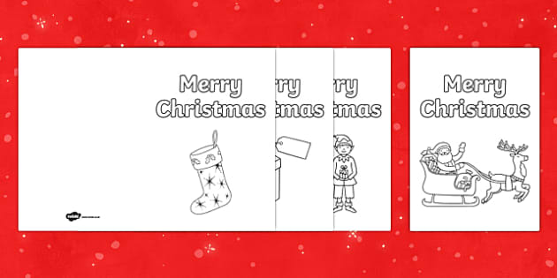 Colour In Christmas Card Ideas EYFS - Christmas Resources
