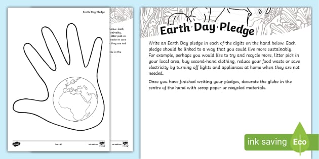 Earth Day Pledge Earth Day Activity teacher Made 