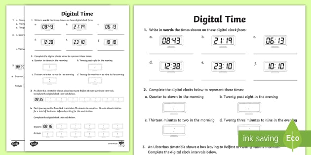 Digital Times Worksheet / Worksheet (teacher made) - Twinkl