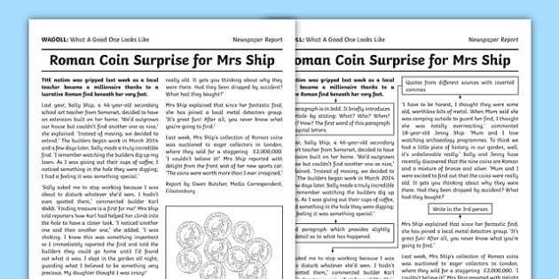 WAGOLL Newspaper Report Writing Sample (teacher made)
