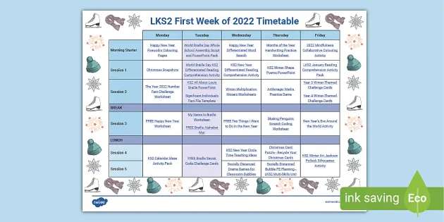 How Many Weeks Since Christmas 2022 Lks2 First Week Back After Christmas Timetable