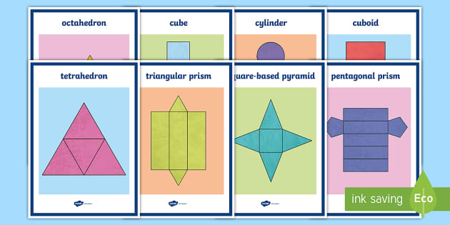 Nets of 3D Shapes Display Posters (teacher made) - Twinkl