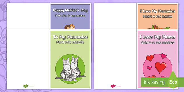 Happy Mothers Day Mummies Greetings Cards Englishspanish