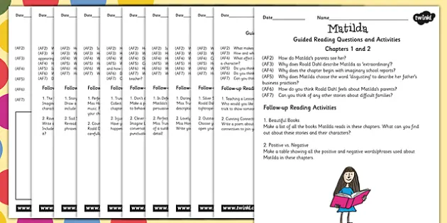 FREE! - Guided Reading Sheets for Teachers to Support Teaching on Matilda