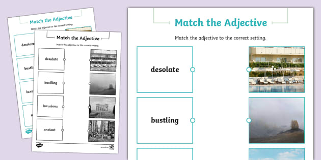 KS2 Adjectives Matching Worksheet (teacher made) - Twinkl