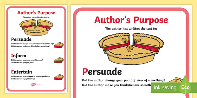 👉 Authors Purpose PIE Poster (Teacher-Made) - Twinkl