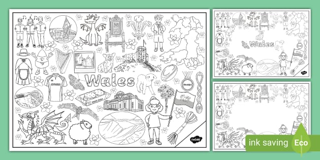 Wales Doodle Colouring Pages Teacher Made Twinkl