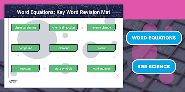 Word Equations: Key Word Revision Mat