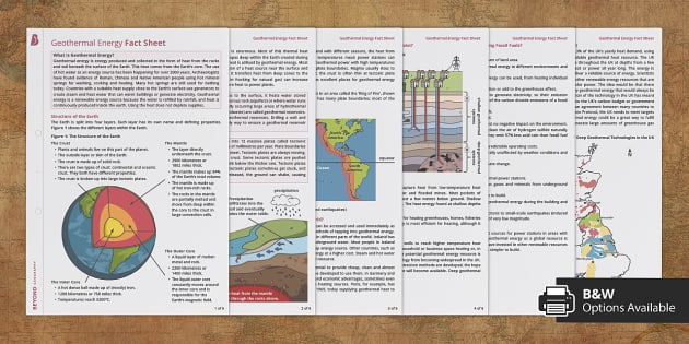 GCSE Resource Management: Geothermal Energy Fact Sheet