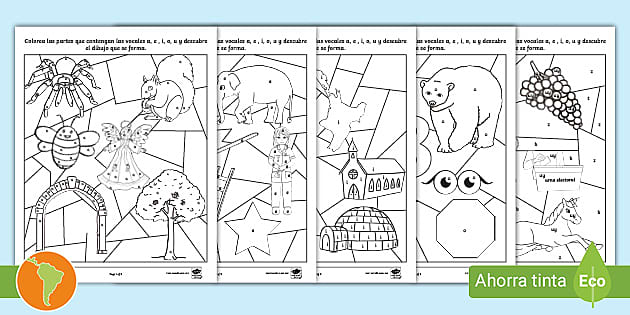 Encuentra el dibujo escondido con las vocales- Guía de trabajo