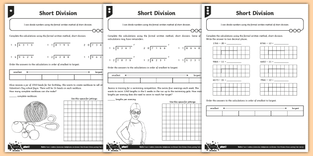 differentiated short division ks2 worksheets teacher made