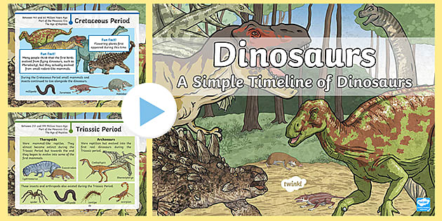 KS2 Dinosaur Timeline PowerPoint - Simple Dinosaur Timeline