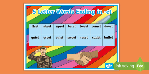 5 Letter Words Ending In Et Word Mat Teacher Made