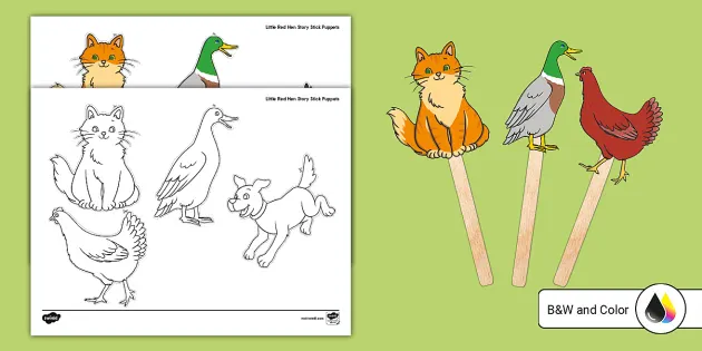 Little Red Hen Puppet Masks