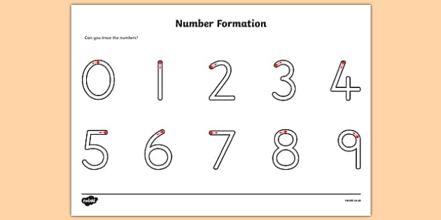 Number Formation Worksheet number formation numbers tracing