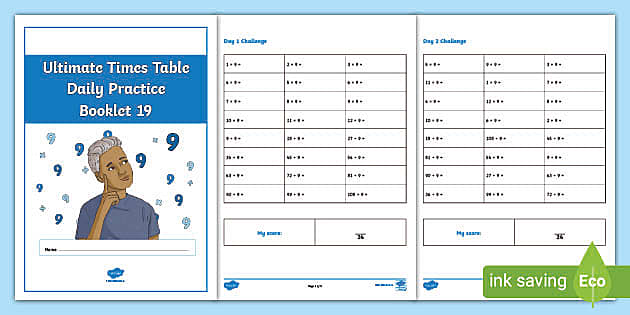 Ultimate Times Table Daily Practice Booklet 19 Booklet