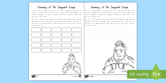 FREE! - Blurb Activity To Support Teaching On The Sasquatch Escape by  Suzanne