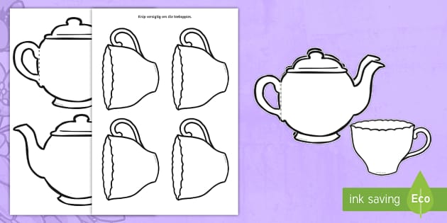 Moedersdag Teepot en Koppies Kaartjie Papier Kuns - Twinkl
